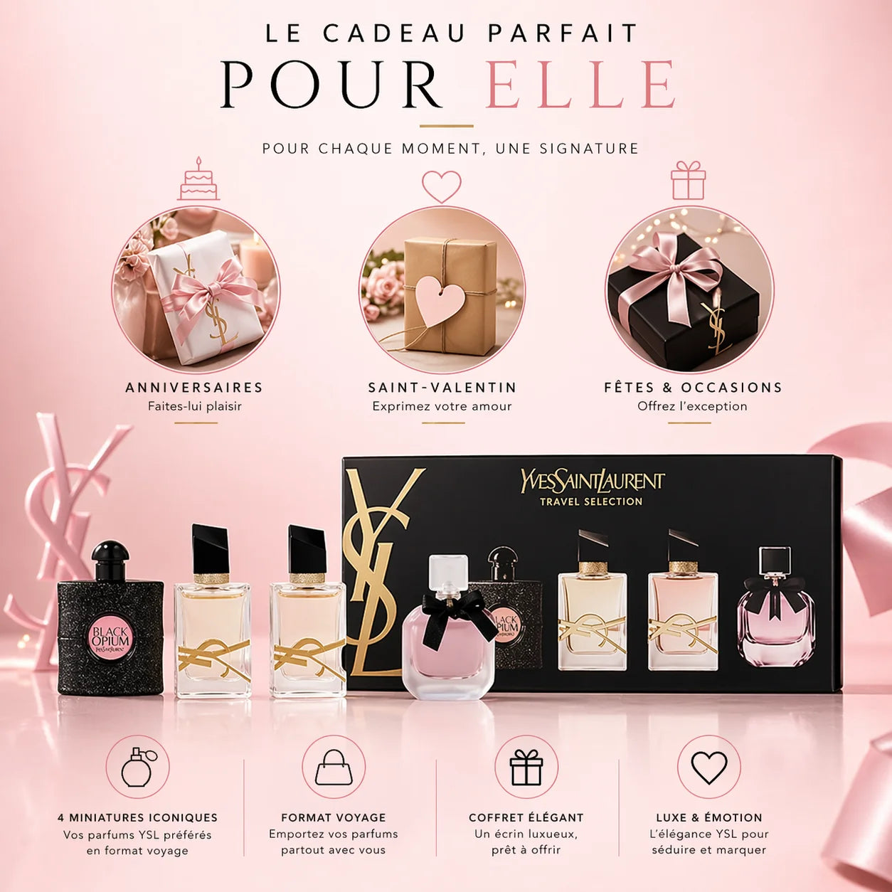 Yves Saint Laurent YSL perfume set for women-set of 4 Miniatures travel (Mini Splash) -Luxury Gift iconic scaints YSL