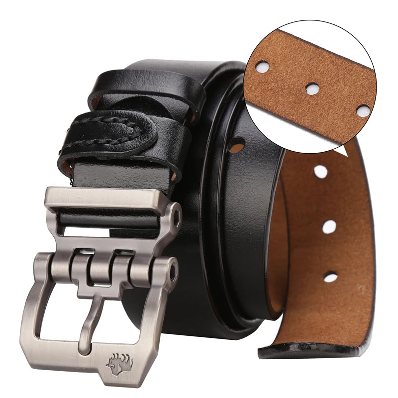 BISON DENIM Genuine Leather Belt For Men Gift Designer Jeans Belts Men's High Quality Buckle Vintage Belts