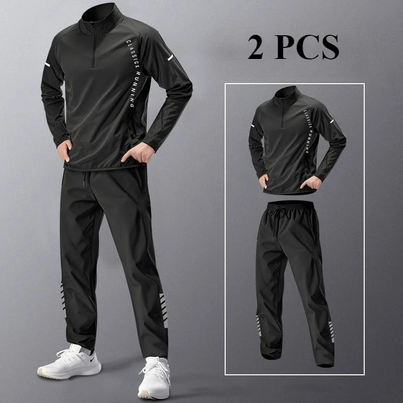 Men's Loose Sportswear Suit Running GYM Clothes Windbreaker Sets Male Jogging Quick-dry Clothing Tracksuit Fitness Outdoor Set