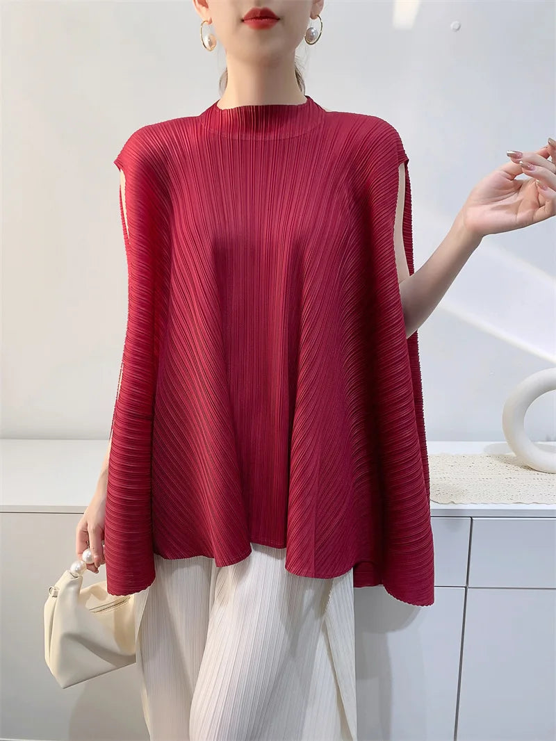 Miyake Pleated Plus Size T-shirt Niche Design Sense Tops Women 2025 Summer High-end Loose Pleated Short-sleeved T-shirt Women