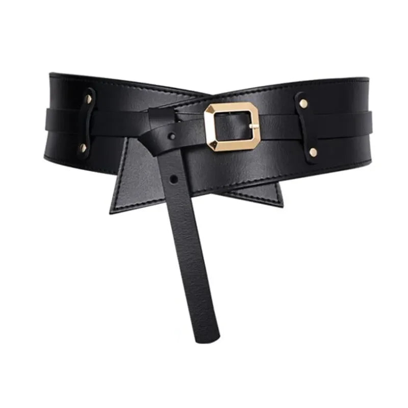 Women's Designer Runway New Fashion Genuine Leather cummerbunds Female Dress Corsets Waistband Belts Decoration Wide Belt