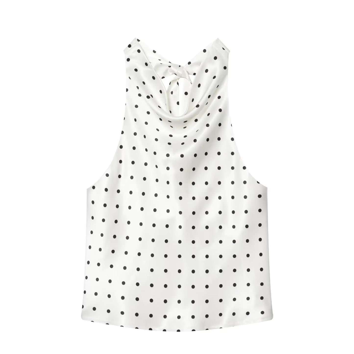 TFMLN Women's Polka Dot Print Halter Neck Top Sexy Off Shoulder Chic Dot Patterned Holiday Style Vest Summer Fashion Outfit