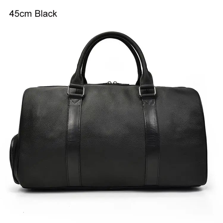 Luxury Genuine Leather Men Women Travel Bag Cow Leather Carry On Luggage Bag Travel Shoulder Bag Male Female Weekend Duffle Bag