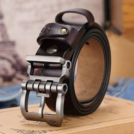 BISON DENIM Genuine Leather Belt For Men Gift Designer Jeans Belts Men's High Quality Buckle Vintage Belts