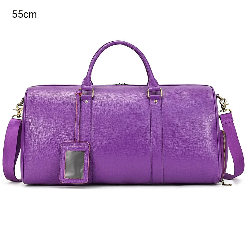 Luxury Genuine Leather Men Women Travel Bag Cow Leather Carry On Luggage Bag Travel Shoulder Bag Male Female Weekend Duffle Bag
