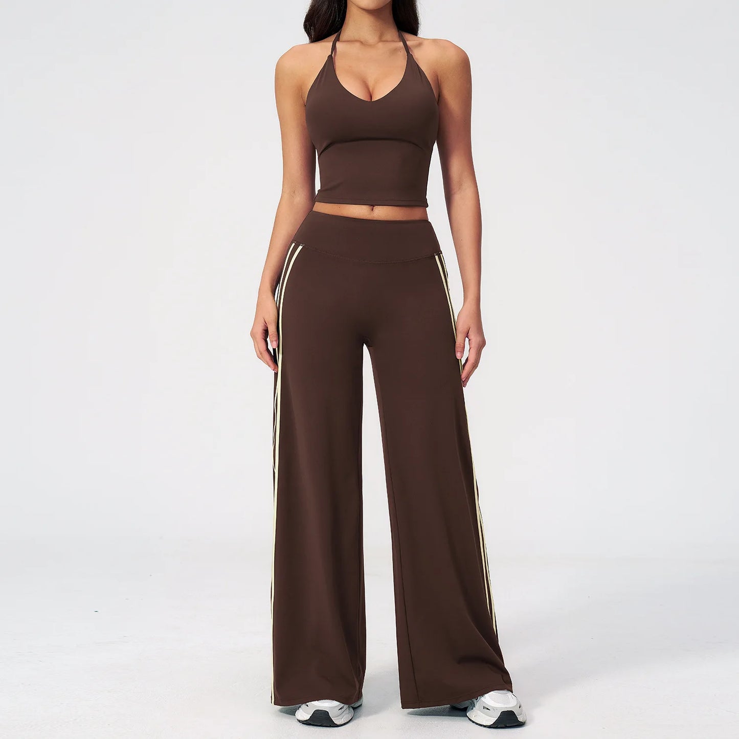 2 Pieces Women's Tracksuit Workout Clothes Yoga Set Sportswear High Waist Bell-bottoms Sexy Fitness Bta Sports Suit Gym Clothing