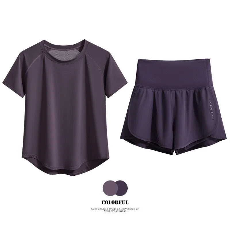 DRUR Women 2pcs/3pcs Yoga Set Summer Lightweight Breathable Loose Sportswear Outfit 2 Piece Fitness Tops Shorts Running Suit New