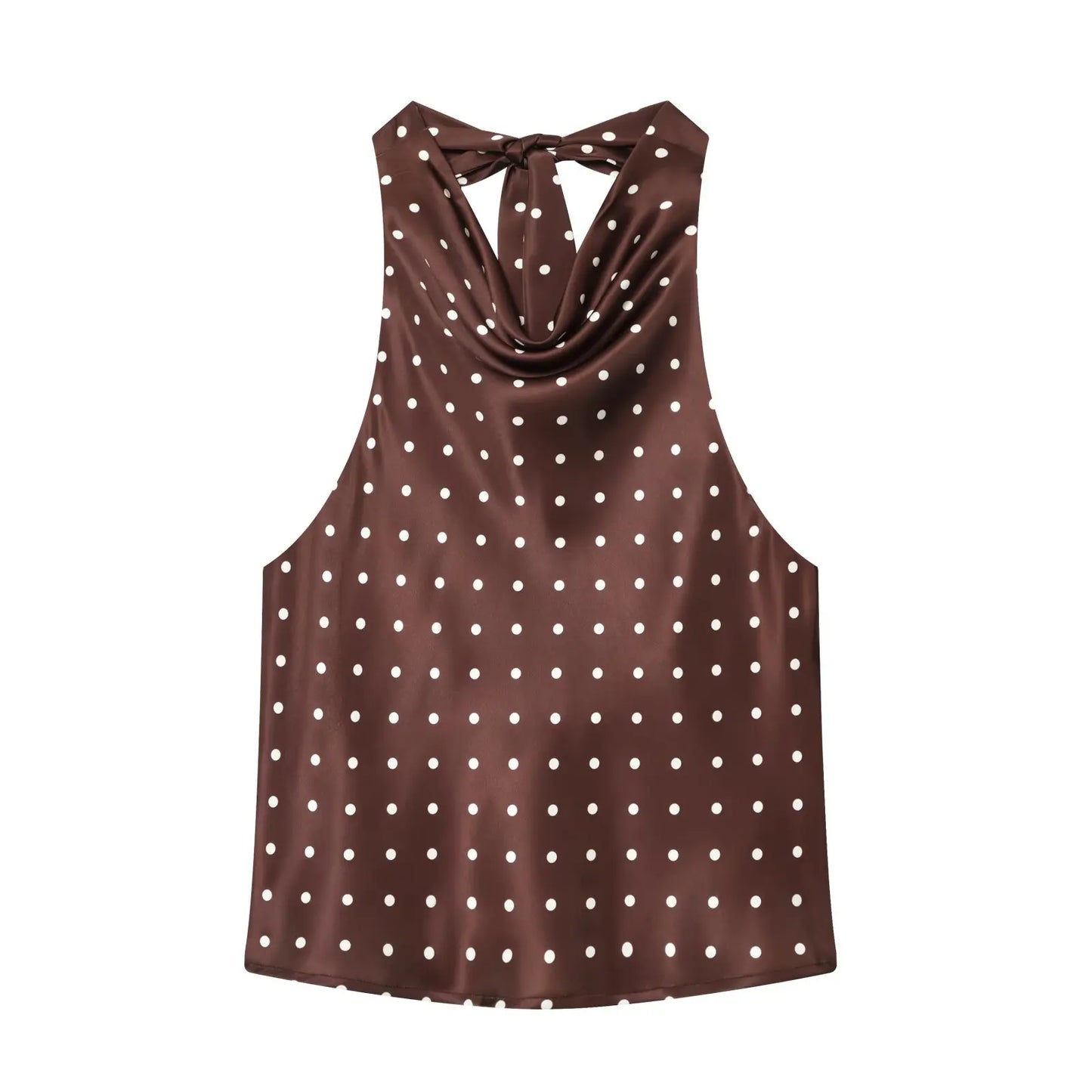 TFMLN Women's Polka Dot Print Halter Neck Top Sexy Off Shoulder Chic Dot Patterned Holiday Style Vest Summer Fashion Outfit