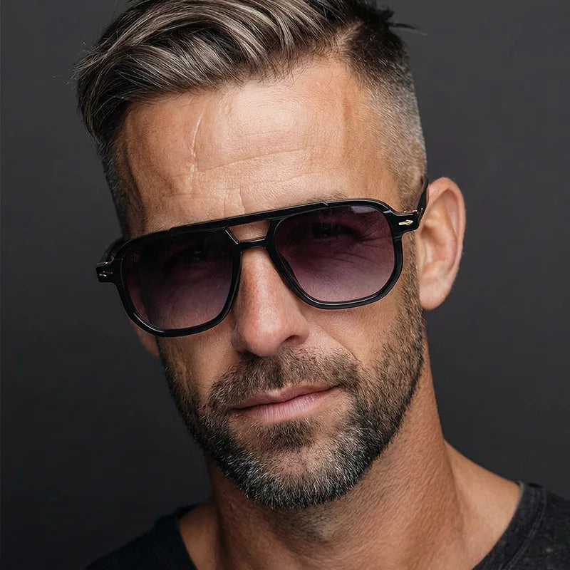 Fashionable square double-barrier sunglasses for men and women, for driving and sun protection