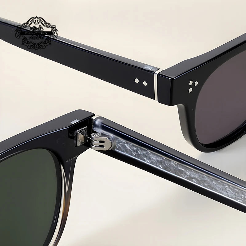 New Square Sunglasses High Quality Men's Retro Black Classic Rivet Luxury Brand Sun Glasses Fashion Beach Party Festival