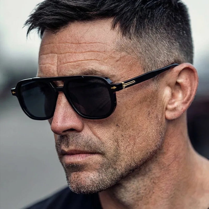 Fashionable square double-barrier sunglasses for men and women, for driving and sun protection