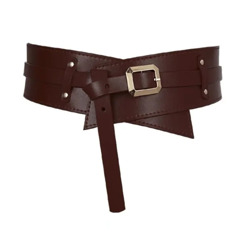 Women's Designer Runway New Fashion Genuine Leather cummerbunds Female Dress Corsets Waistband Belts Decoration Wide Belt
