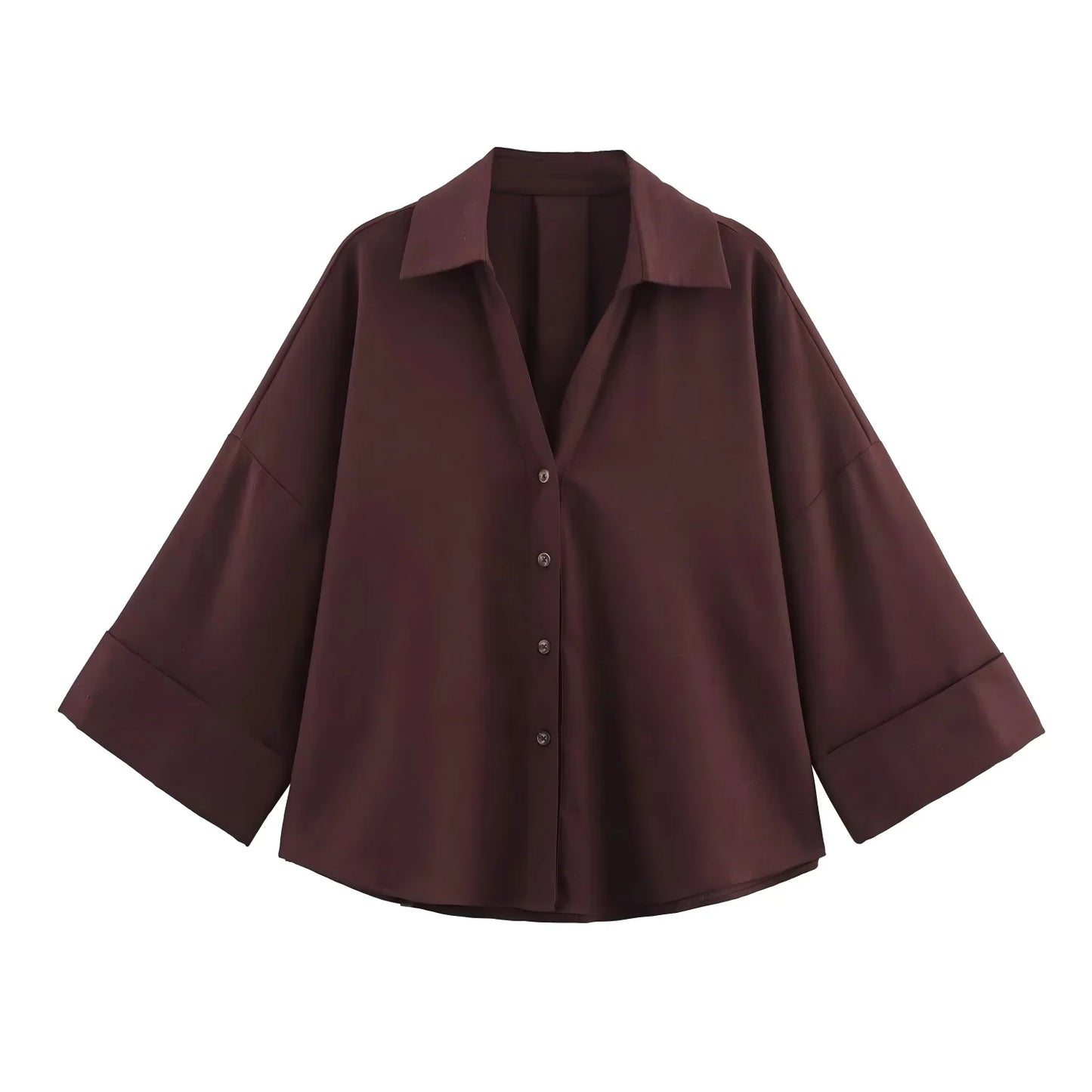 KONDALA Minimalist Casual Loose Shirt Women New 2026 Trendy Commute Wide Sleeves Shirt Spring Summer Fashion Holidays Lady Shirt