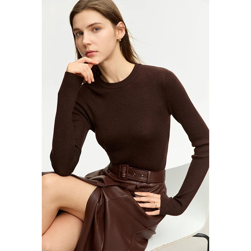 AMII Minimalism Sweater for Women 2026 Winter New Simple Slim Fit High Elastic Turtleneck Warm Solid Pullovers Female 12323075