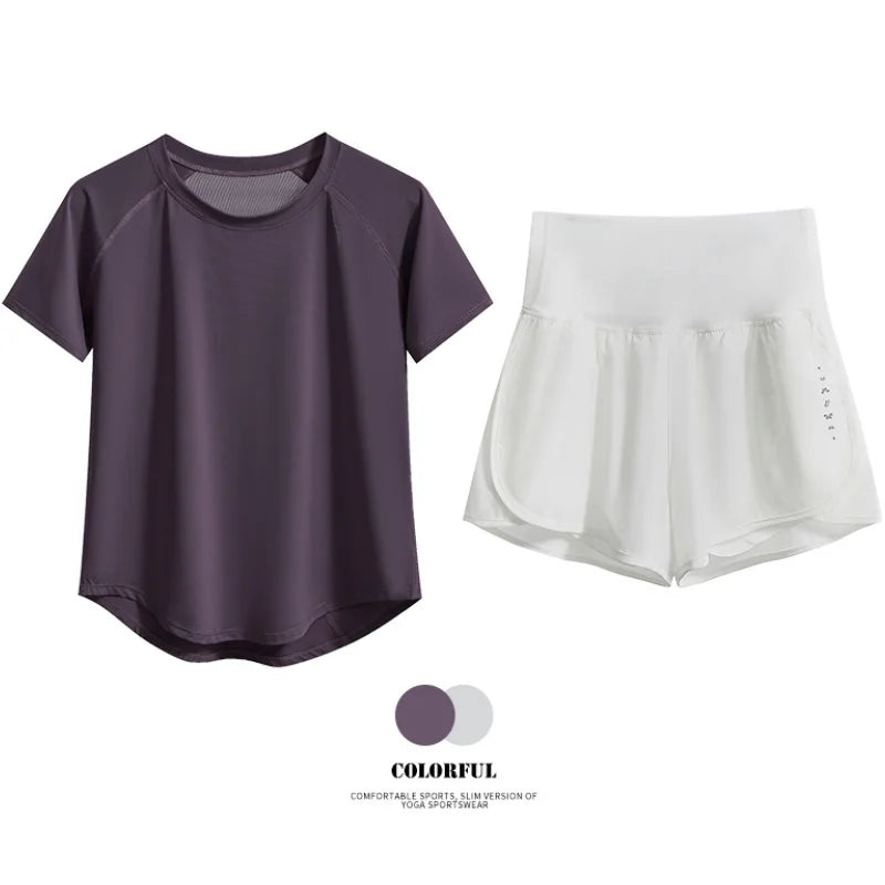 DRUR Women 2pcs/3pcs Yoga Set Summer Lightweight Breathable Loose Sportswear Outfit 2 Piece Fitness Tops Shorts Running Suit New