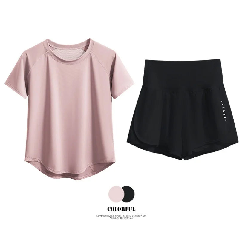DRUR Women 2pcs/3pcs Yoga Set Summer Lightweight Breathable Loose Sportswear Outfit 2 Piece Fitness Tops Shorts Running Suit New