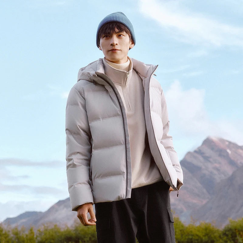 Semir Down Jacket Men New Winter Waterproof Outerwear Textured Hooded Top Versatile