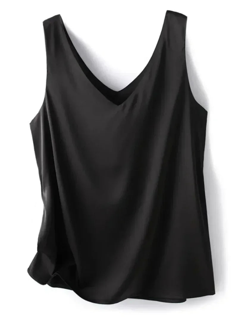 V-Neck Silk Vest Women's Summer Sleeveless Blouse With Acetic Acid Satin Top Sleeveless Bottoming Shirt
