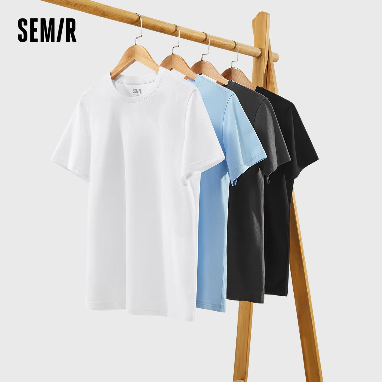 Semir Unisex T-shirt  Short Sleeve Men T-Shirt Cotton Summer New Man Clothing Is Thin And Versatile T Shirt Solid Color