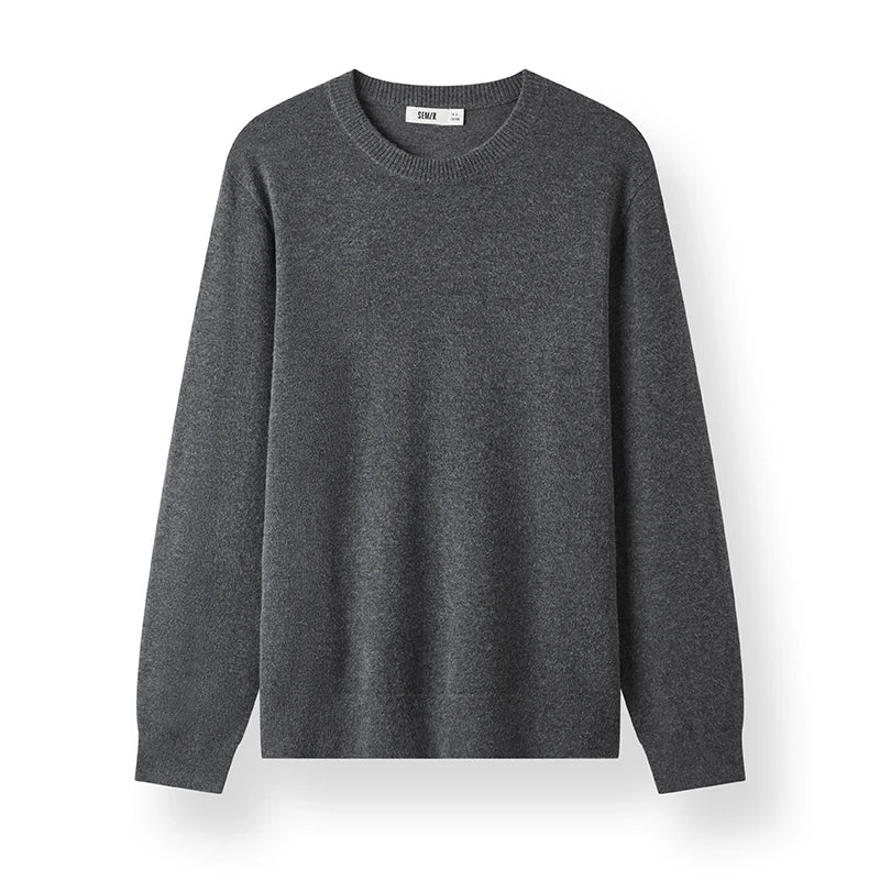 Semir Knitted Sweater Men Winter Cashmere Blend Heat-Generating Anti-Bacterial New Basic Crew Neck Black Base Layer