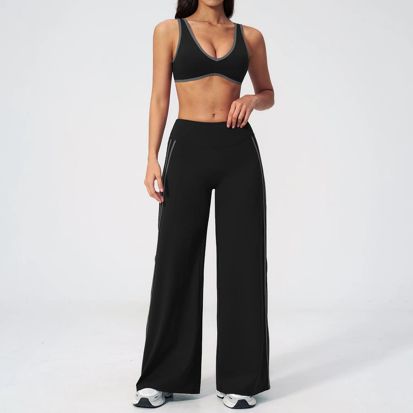 2 Pieces Women's Tracksuit Workout Clothes Yoga Set Sportswear High Waist Bell-bottoms Sexy Fitness Bta Sports Suit Gym Clothing