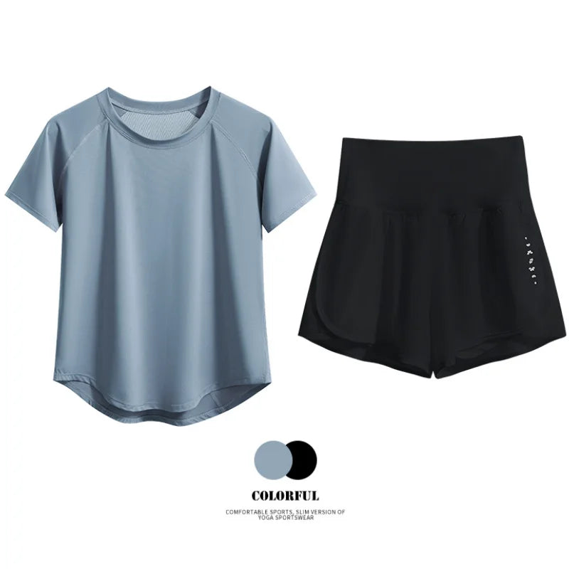 DRUR Women 2pcs/3pcs Yoga Set Summer Lightweight Breathable Loose Sportswear Outfit 2 Piece Fitness Tops Shorts Running Suit New