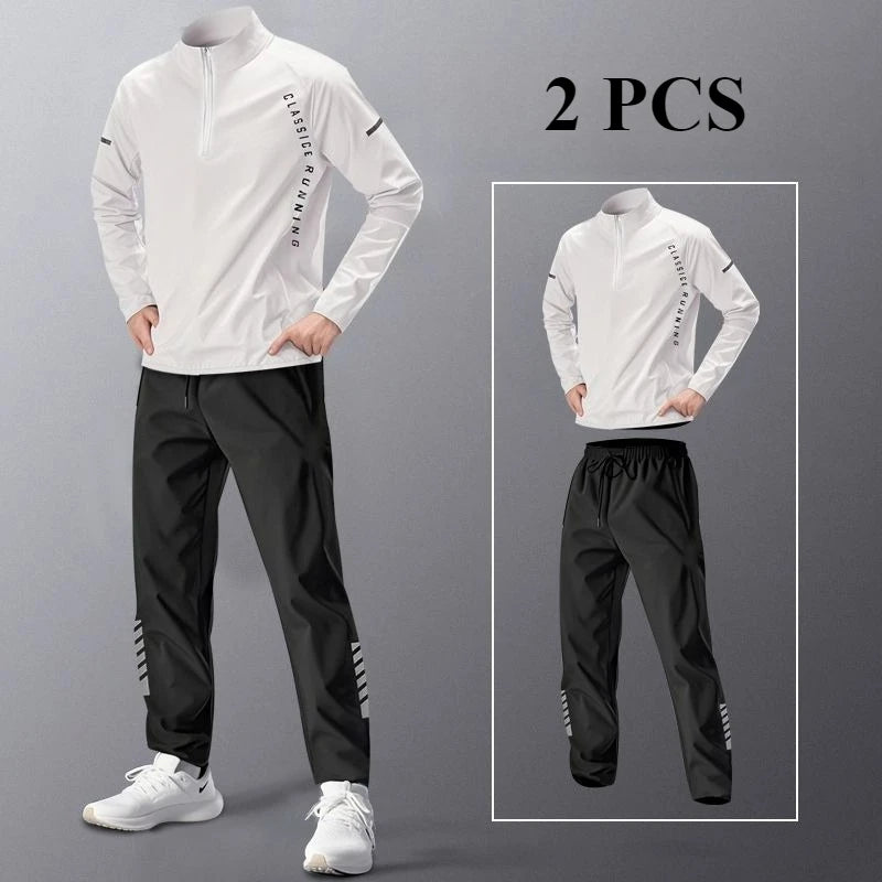 Men's Loose Sportswear Suit Running GYM Clothes Windbreaker Sets Male Jogging Quick-dry Clothing Tracksuit Fitness Outdoor Set
