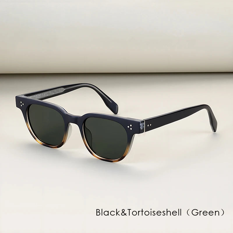 New Square Sunglasses High Quality Men's Retro Black Classic Rivet Luxury Brand Sun Glasses Fashion Beach Party Festival