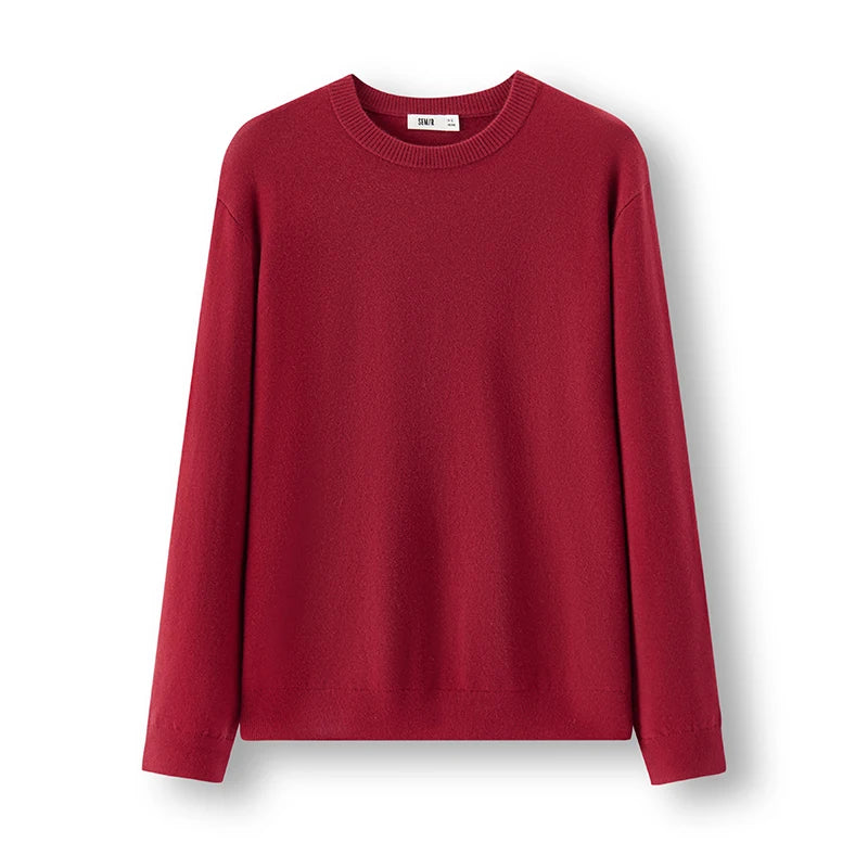 Semir Knitted Sweater Men Winter Cashmere Blend Heat-Generating Anti-Bacterial New Basic Crew Neck Black Base Layer