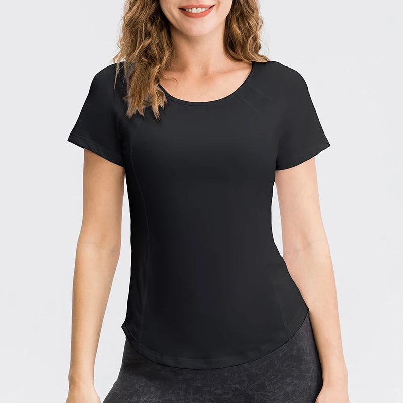Women Yoga Tops Breathable Sport Fitness Workout Running Yoga Top Quick Dry Short Sleeve Gym T Shirt