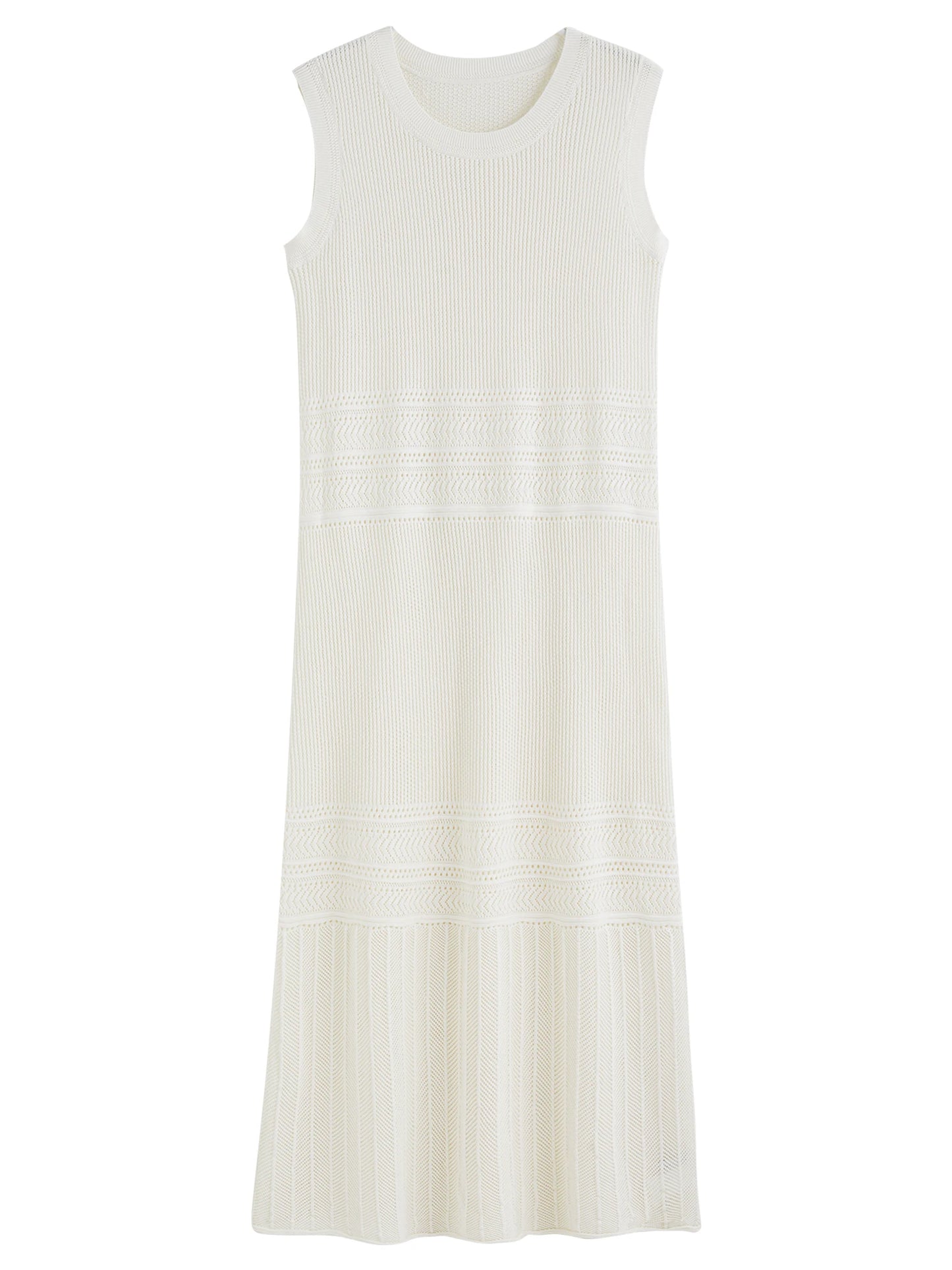 FSLE Elegant Style Holiday Season Hollow Sleeveless Knitted Dress Women Summer New Arrival Suspender Dress 25FS12668