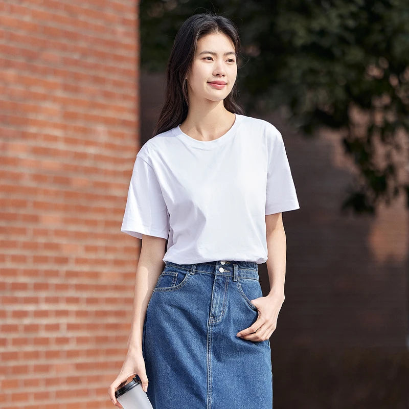 Semir Unisex T-shirt  Short Sleeve Men T-Shirt Cotton Summer New Man Clothing Is Thin And Versatile T Shirt Solid Color