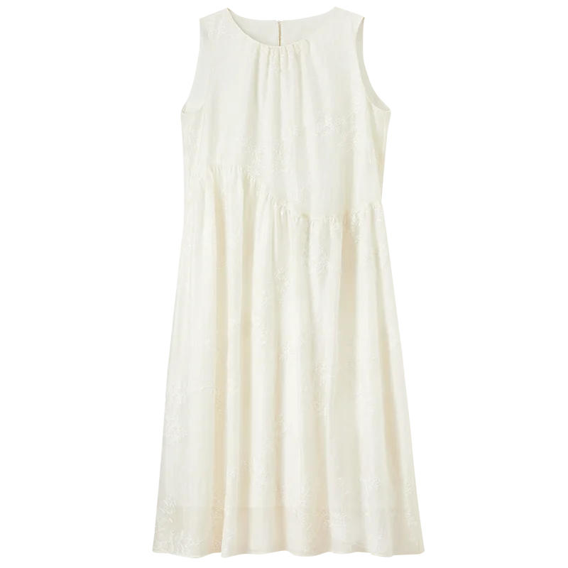 SENTUBILA Women Summer Dress 2026 Elegant Ladies Embroidery O Neck Sleeveless Tank Holiday Vacation Long Dresses Woman 151L58207