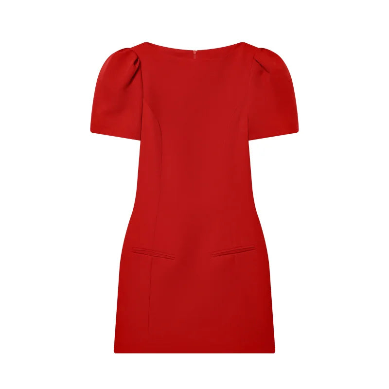ETJ women's new products are elegant and stylish Short dress with a boat neck and short sleeves with pleats  black dress