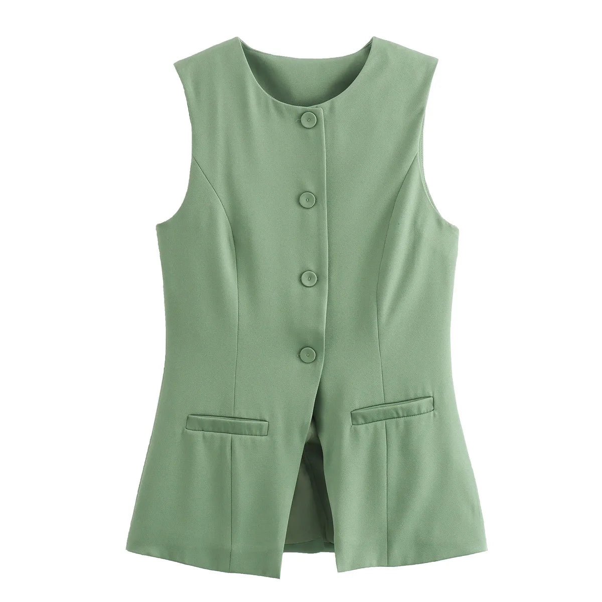 MUJER White Sleeveless Vest Women Button Summer Vests for Women Jacket Pink Vest Top Women Streetwear Women's Tailored Vest