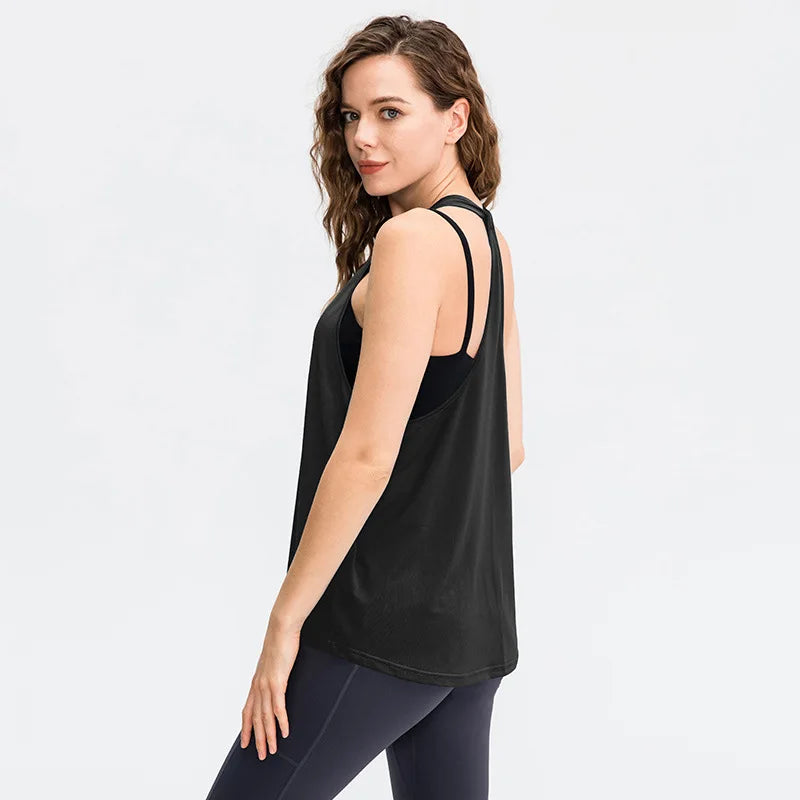 Sleeveless Racerback Yoga Vest Sport Tank Tops For Women Gym Vest Top Casual Clothes Running workout Yoga T-Shirts Girl Tops