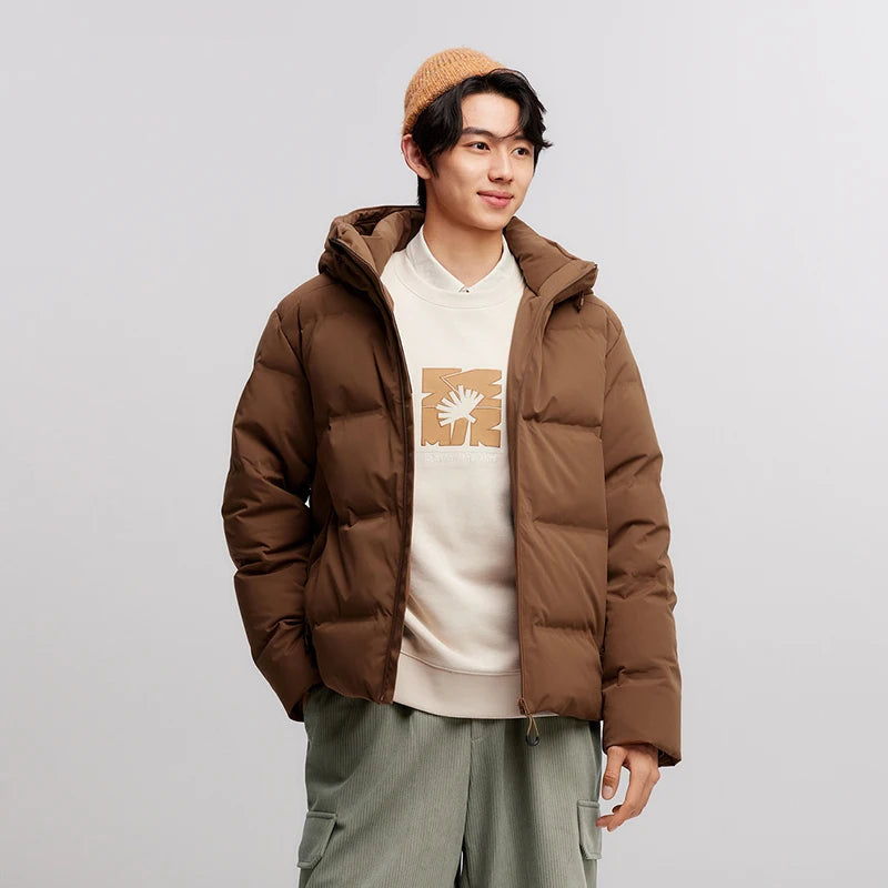 Semir Down Jacket Men New Winter Waterproof Outerwear Textured Hooded Top Versatile