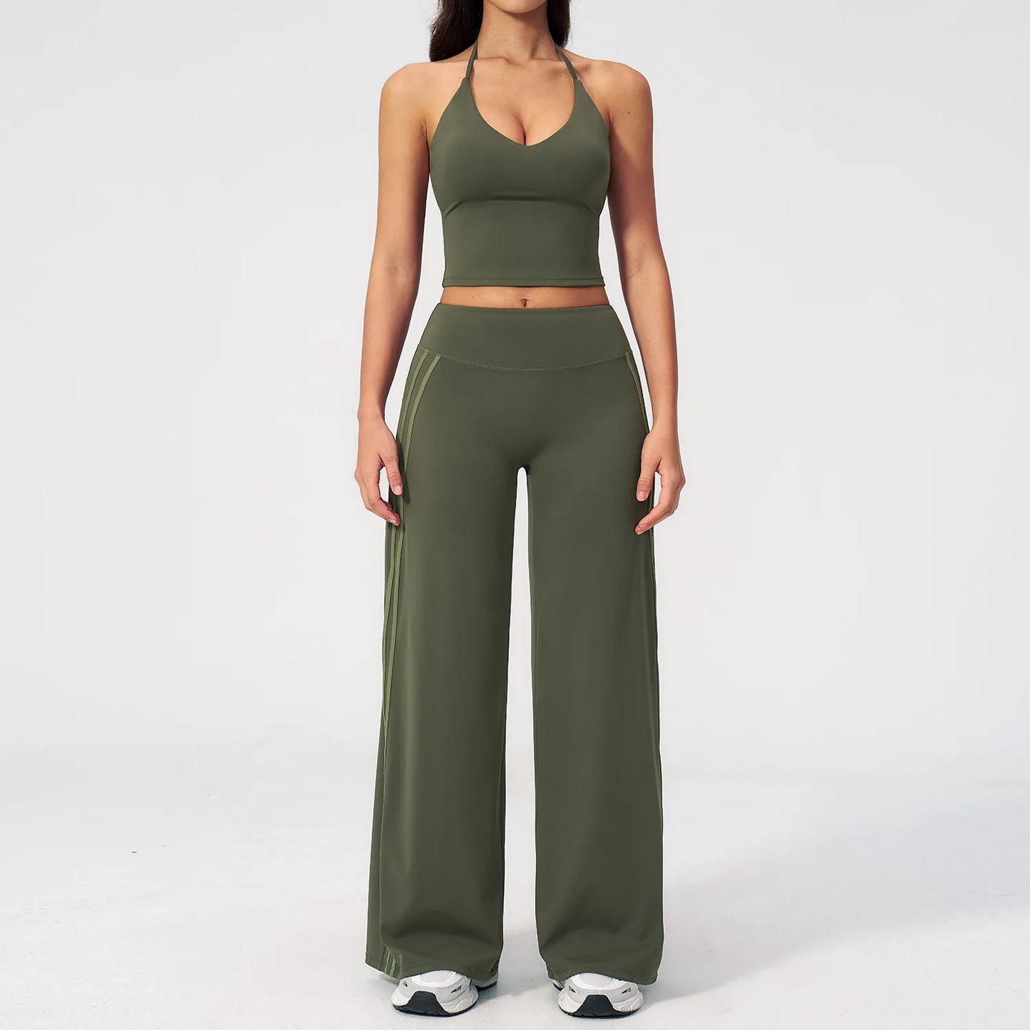 2 Pieces Women's Tracksuit Workout Clothes Yoga Set Sportswear High Waist Bell-bottoms Sexy Fitness Bta Sports Suit Gym Clothing
