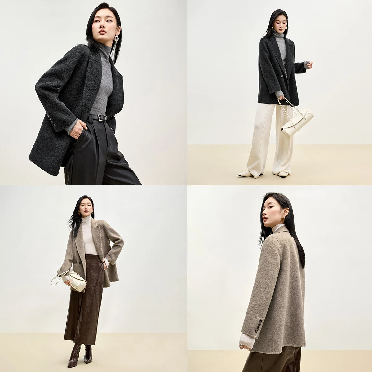 SENTUBILA Wool Blend Blazer Jacket Women 2025 Winter Warm Double Breasted Woolen Coat Woman Outerwear Female Clothing W44O56673