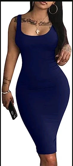 Summer Sexy Tank Top Dress Plus Size Women's midi Dress