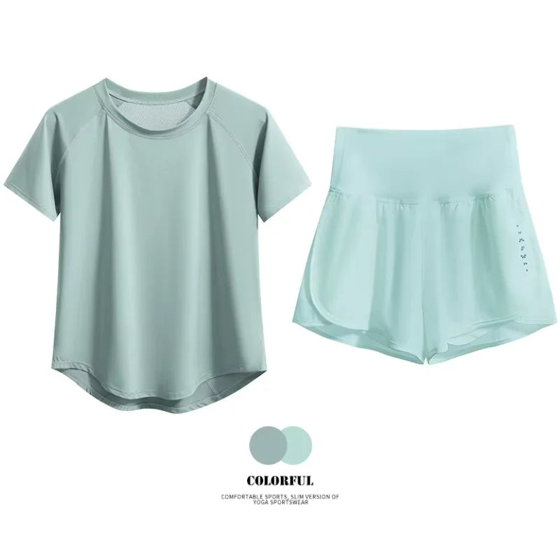 DRUR Women 2pcs/3pcs Yoga Set Summer Lightweight Breathable Loose Sportswear Outfit 2 Piece Fitness Tops Shorts Running Suit New