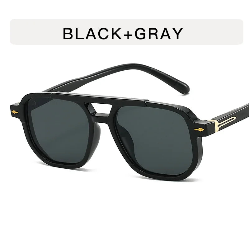Fashionable square double-barrier sunglasses for men and women, for driving and sun protection