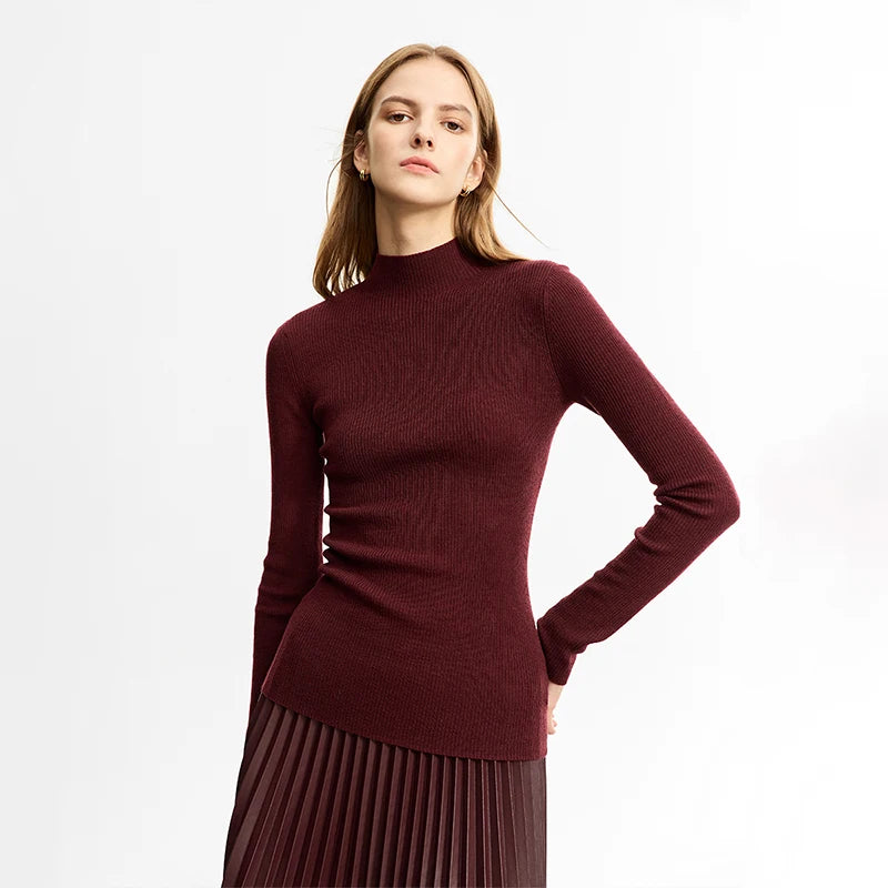 AMII Minimalism Sweater for Women 2026 Winter New Simple Slim Fit High Elastic Turtleneck Warm Solid Pullovers Female 12323075