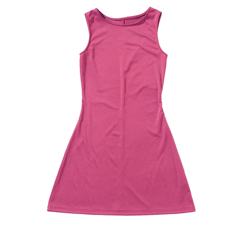 Woman Dress Sleeveless Knit Slim A-Line Female O-Neck Seveless Mini Dresses Sheath Summer Clothing Streetwear Y2K Qtraf2411