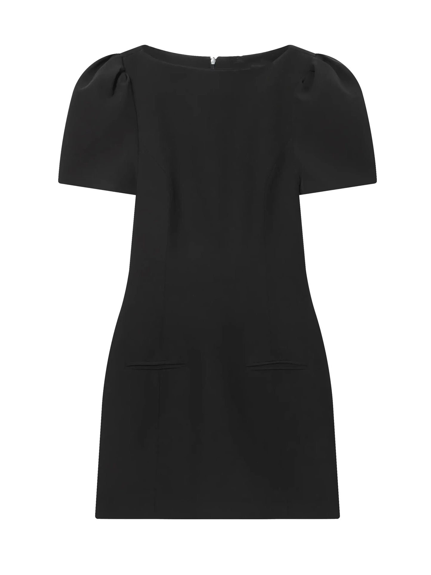 ETJ women's new products are elegant and stylish Short dress with a boat neck and short sleeves with pleats  black dress