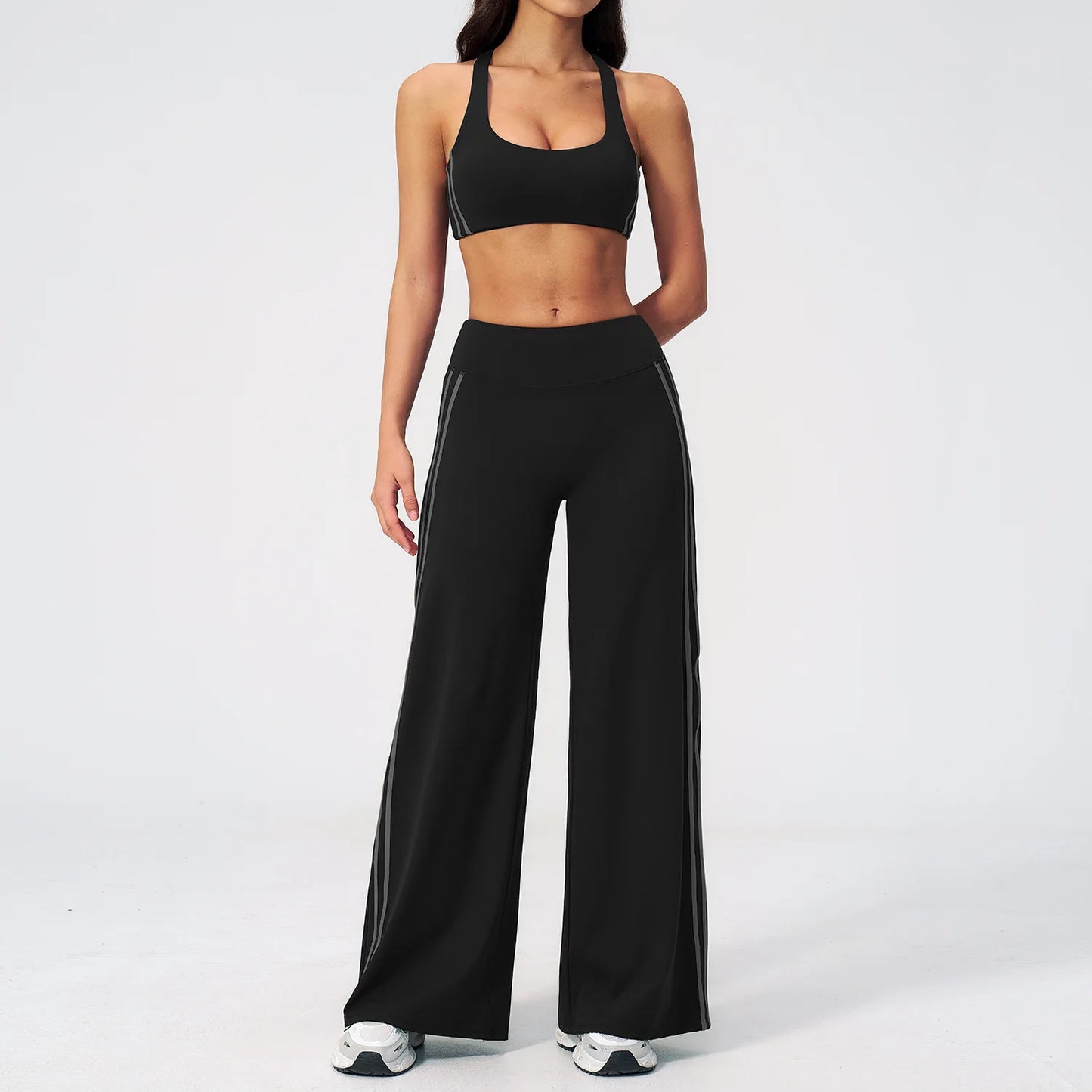 2 Pieces Women's Tracksuit Workout Clothes Yoga Set Sportswear High Waist Bell-bottoms Sexy Fitness Bta Sports Suit Gym Clothing