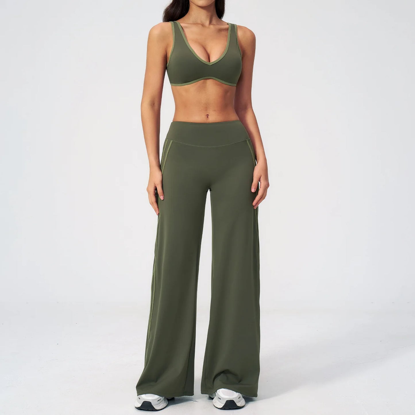 2 Pieces Women's Tracksuit Workout Clothes Yoga Set Sportswear High Waist Bell-bottoms Sexy Fitness Bta Sports Suit Gym Clothing