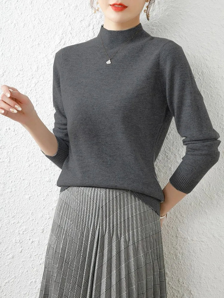 Autumn Winter Bottom Turtleneck Sweaters Women Fashion Chic Pullover Slim Long Sleeve Knitted Jumpers Soft Warm Pull Femme Top