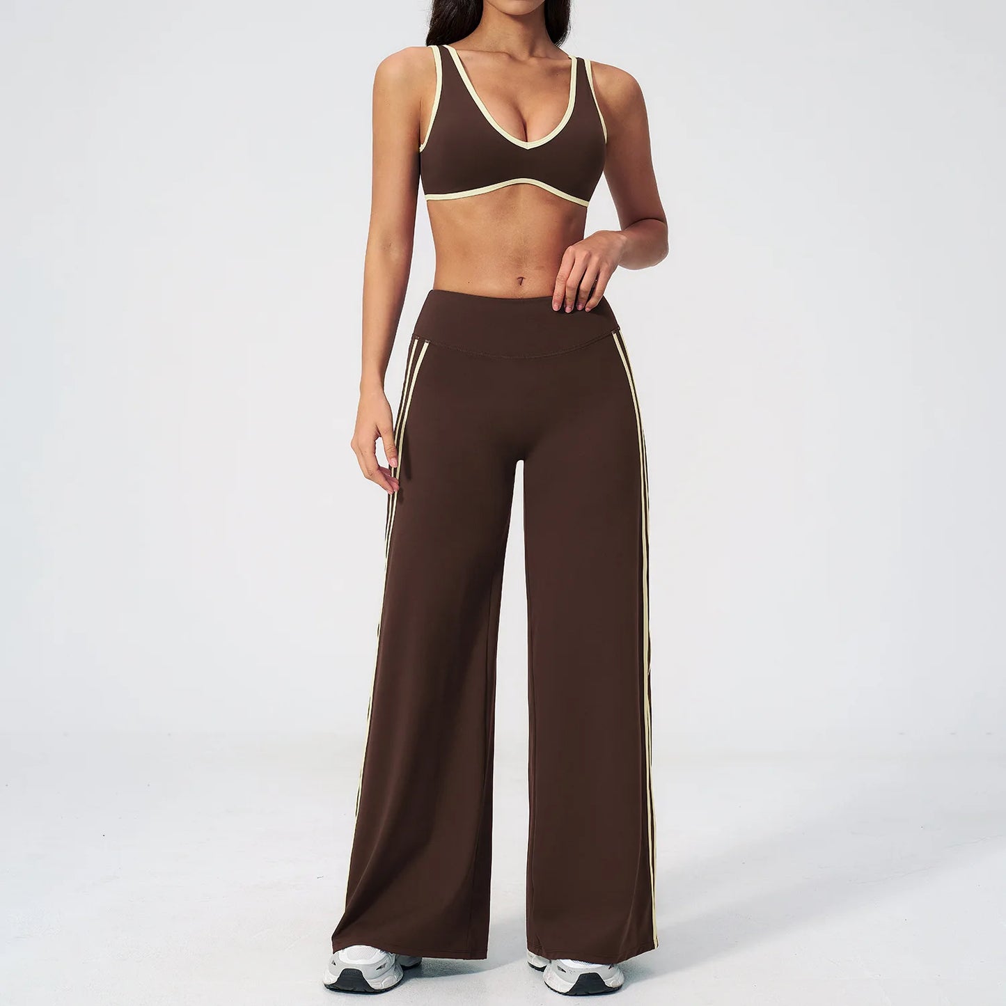 2 Pieces Women's Tracksuit Workout Clothes Yoga Set Sportswear High Waist Bell-bottoms Sexy Fitness Bta Sports Suit Gym Clothing