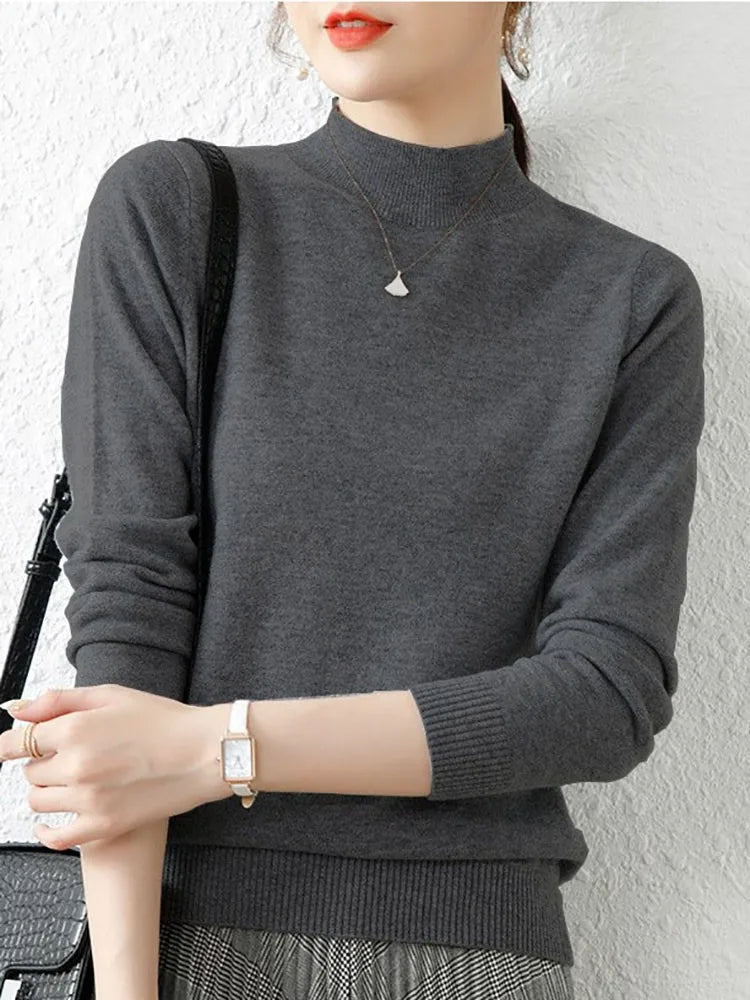 Autumn Winter Bottom Turtleneck Sweaters Women Fashion Chic Pullover Slim Long Sleeve Knitted Jumpers Soft Warm Pull Femme Top